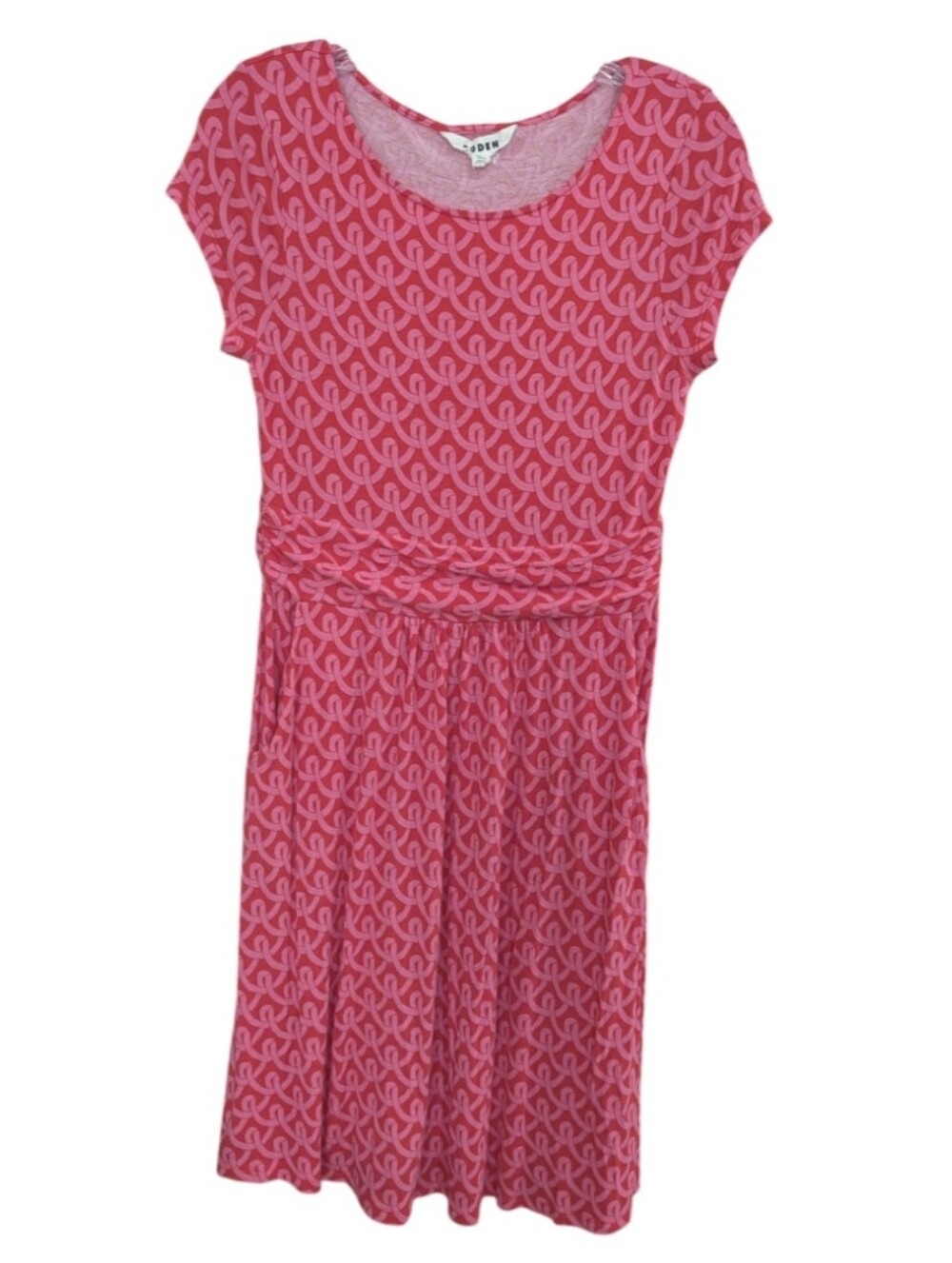 Boden Dress Pink Red Printed Short Sleeve  Sz US 6P Petite *GUC